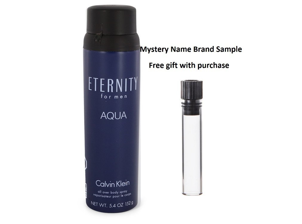 Eternity Aqua by Calvin Klein Body Spray 5.4 oz  And a Mystery Name brand sample vile