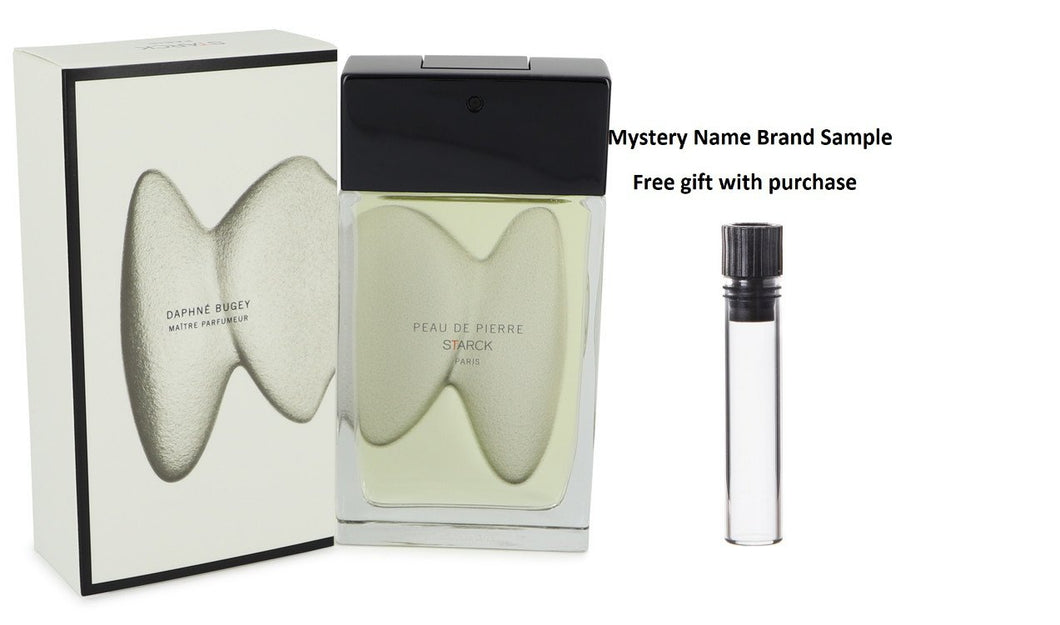 Peau De Pierre by Starck Paris Eau De Toilette Spray 3 oz And a Mystery Name brand sample vile