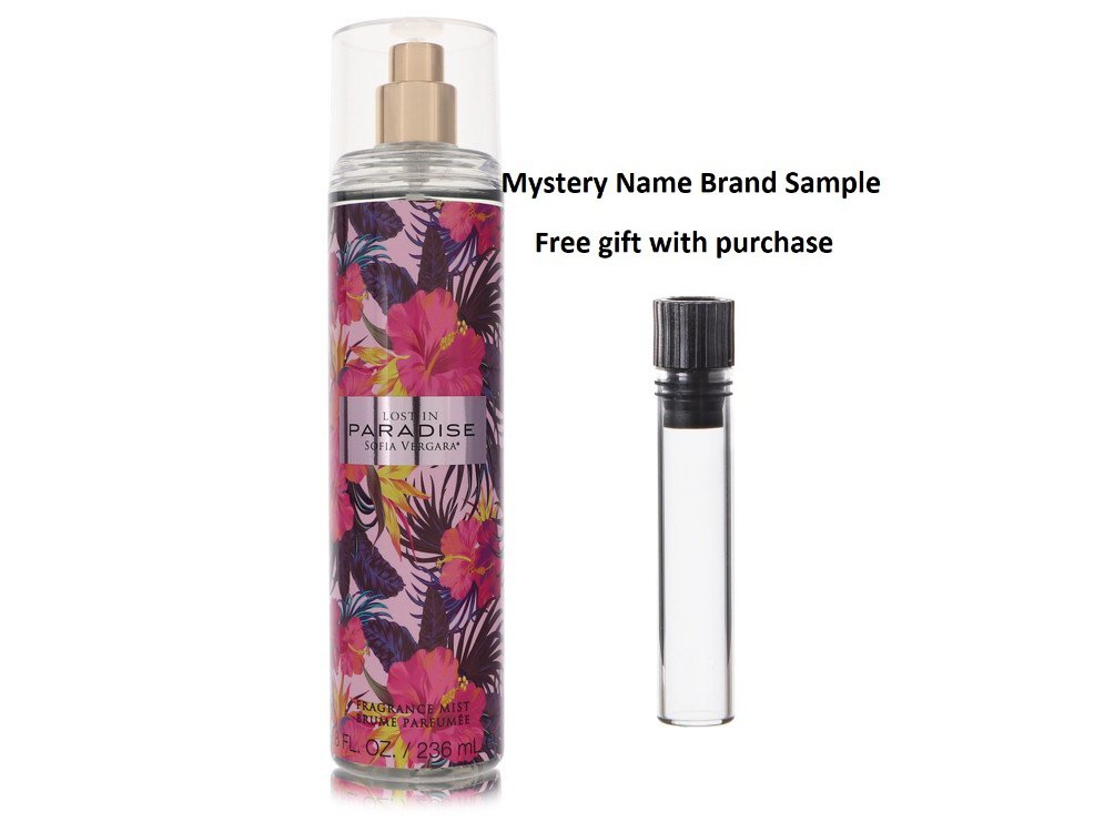 Sofia Vergara Lost In Paradise by Sofia Vergara Fragrance Mist 8 oz And a Mystery Name brand sample vile