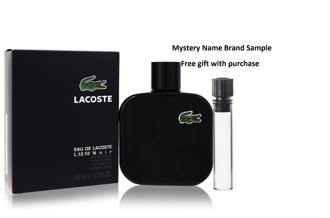 Lacoste Eau De Lacoste L.12.12 Noir by Lacoste Eau De Toilette Spray 3.4 oz And a Mystery Name brand sample vile