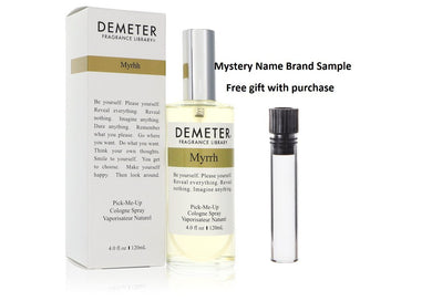 Demeter Myrhh by Demeter Cologne Spray (Unisex) 4 oz And a Mystery Name brand sample vile