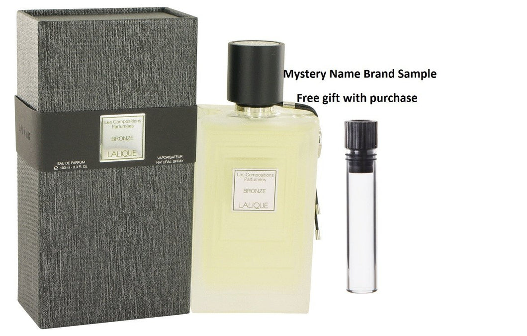 Les Compositions Parfumees Bronze by Lalique Eau De Parfum Spray 3.3 oz And a Mystery Name brand sample vile