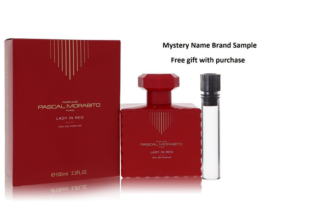 Lady In Red by Pascal Morabito Eau De Parfum Spray 3.4 oz And a Mystery Name brand sample vile