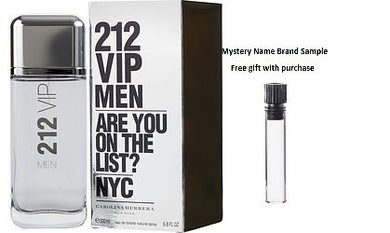212 VIP by Carolina Herrera EDT SPRAY 6.8 OZ (NEW PACKAGING) for MEN And a Mystery Name brand sample vile