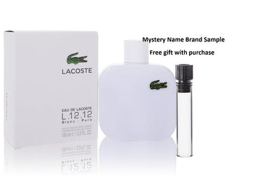 Lacoste Eau De Lacoste L.12.12 Blanc by Lacoste Eau De Toilette Spray 3.3 oz And a Mystery Name brand sample vile