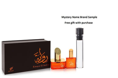 Riwayat El Ambar by Afnan Eau De Parfum Spray + Free .67 oz Travel EDP Spray 1.7 oz And a Mystery Name brand sample vile