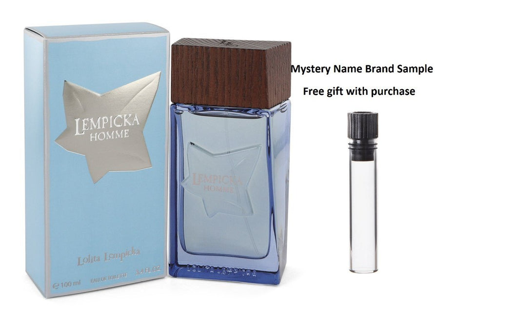 Lolita Lempicka Homme by Lolita Lempicka Eau De Toilette Spray 3.4 oz And a Mystery Name brand sample vile
