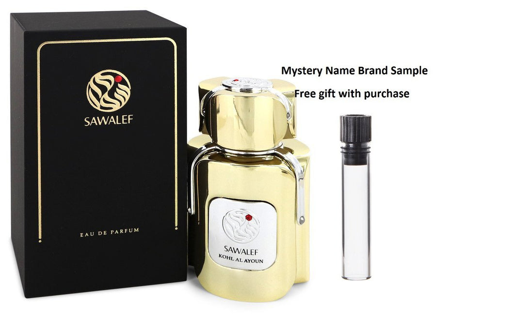 Kohl Al Ayoun by Sawalef Eau De Parfum Spray (Unisex) 3.4 oz And a Mystery Name brand sample vile