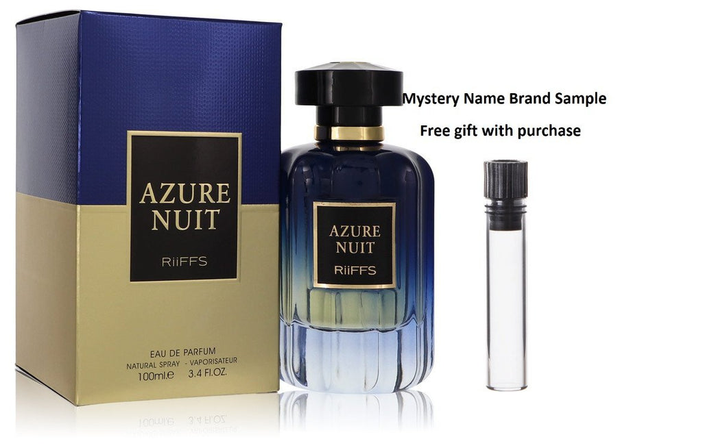 Azure Nuit by Riiffs Eau De Parfum Spray 3.4 oz And a Mystery Name brand sample vile