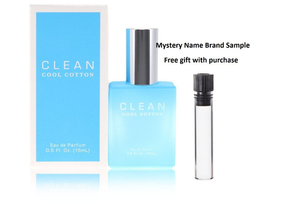 Clean Cool Cotton by Clean Eau De Parfum Spray .5 oz And a Mystery Name brand sample vile