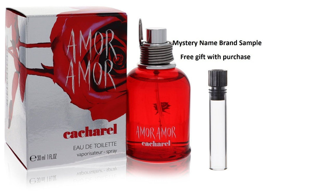 Amor Amor by Cacharel Eau De Toilette Spray 1 oz And a Mystery Name brand sample vile