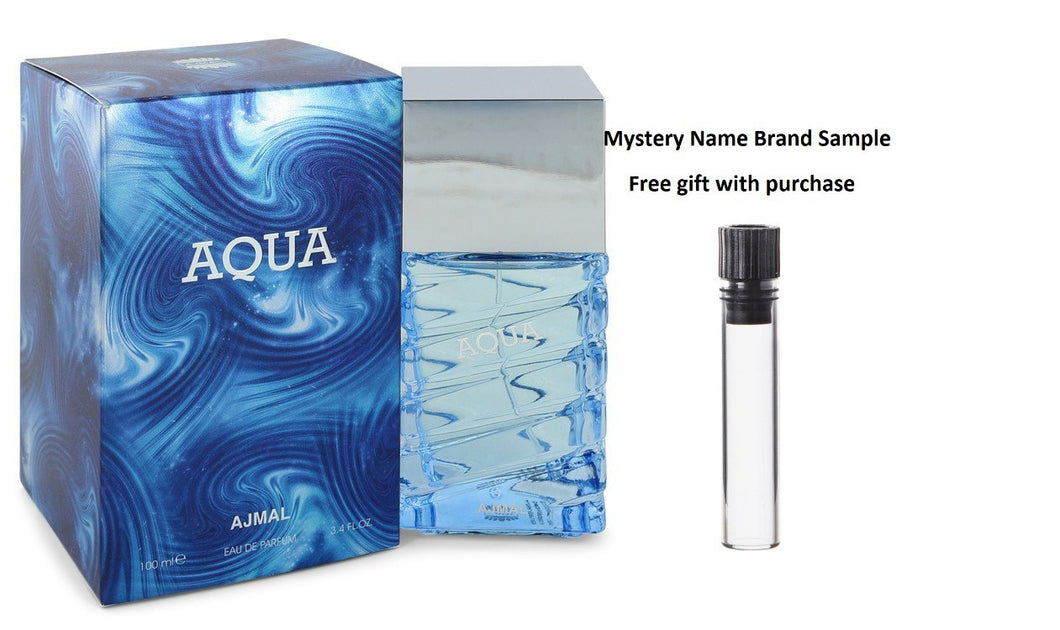 Ajmal Aqua by Ajmal Eau De Parfum Spray 3.4 oz And a Mystery Name brand sample vile