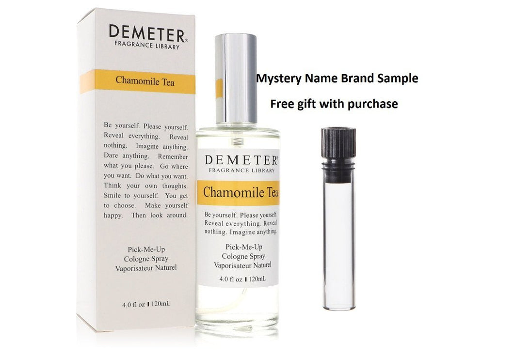 Demeter Chamomile Tea by Demeter Cologne Spray 4 oz And a Mystery Name brand sample vile