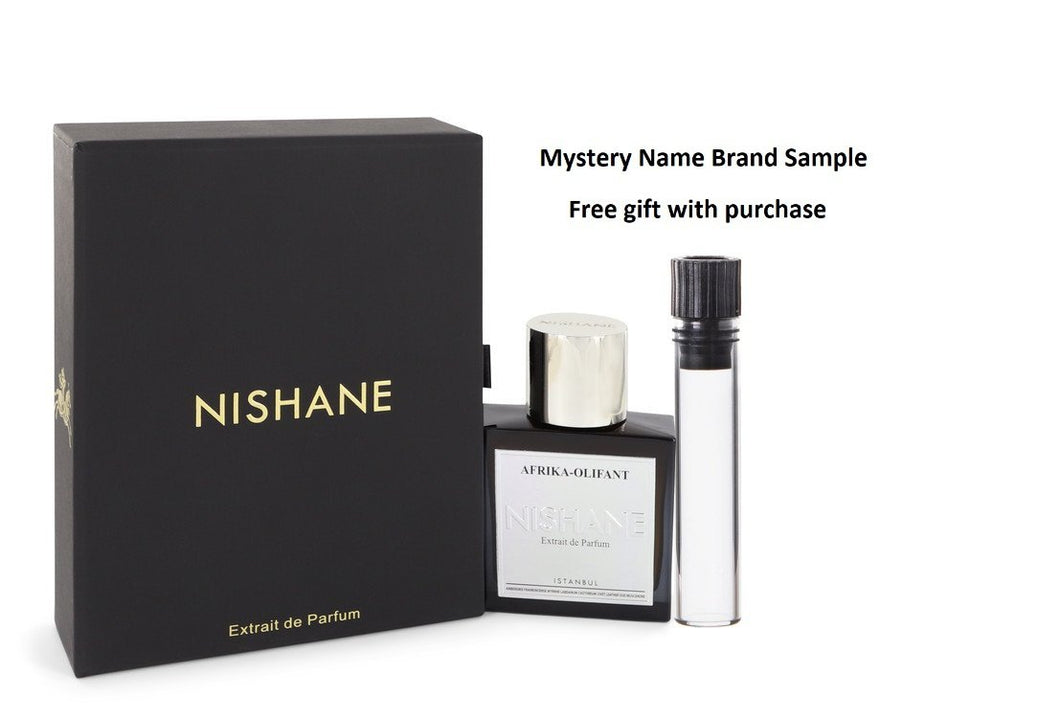 Afrika Olifant by Nishane Extrait De Parfum Spray (Unisex) 1.7 oz And a Mystery Name brand sample vile