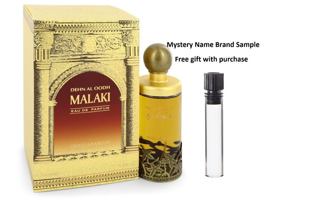 Dehn El Oud Malaki by Swiss Arabian Eau De Parfum Spray 3.4 oz And a Mystery Name brand sample vile