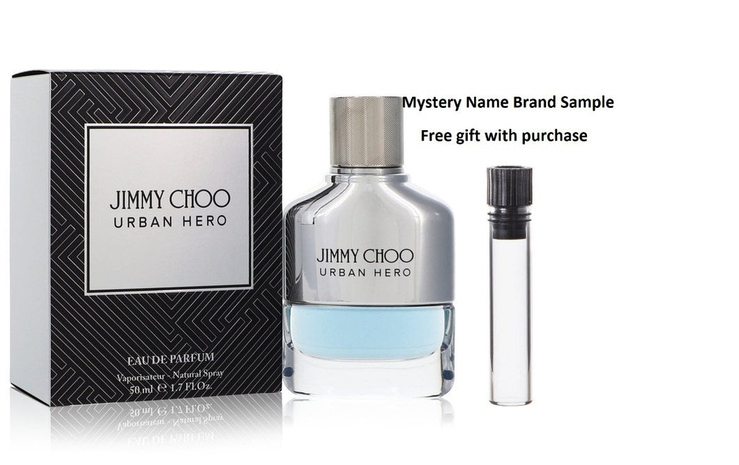 Jimmy Choo Urban Hero by Jimmy Choo Eau De Parfum Spray 1.7 oz And a Mystery Name brand sample vile