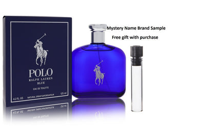Polo Blue by Ralph Lauren Eau De Toilette Spray 4.2 oz And a Mystery Name brand sample vile