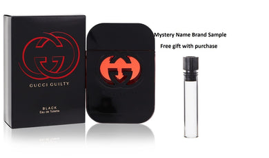 Gucci Guilty Black by Gucci Eau De Toilette Spray 2.5 oz And a Mystery Name brand sample vile