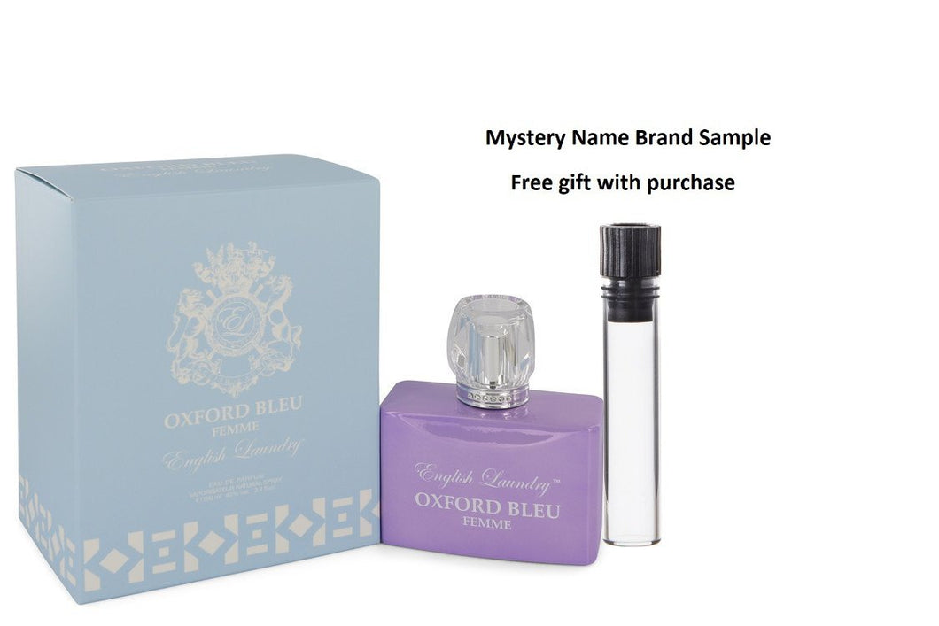 Oxford Bleu by English Laundry Eau De Parfum Spray 3.4 oz And a Mystery Name brand sample vile