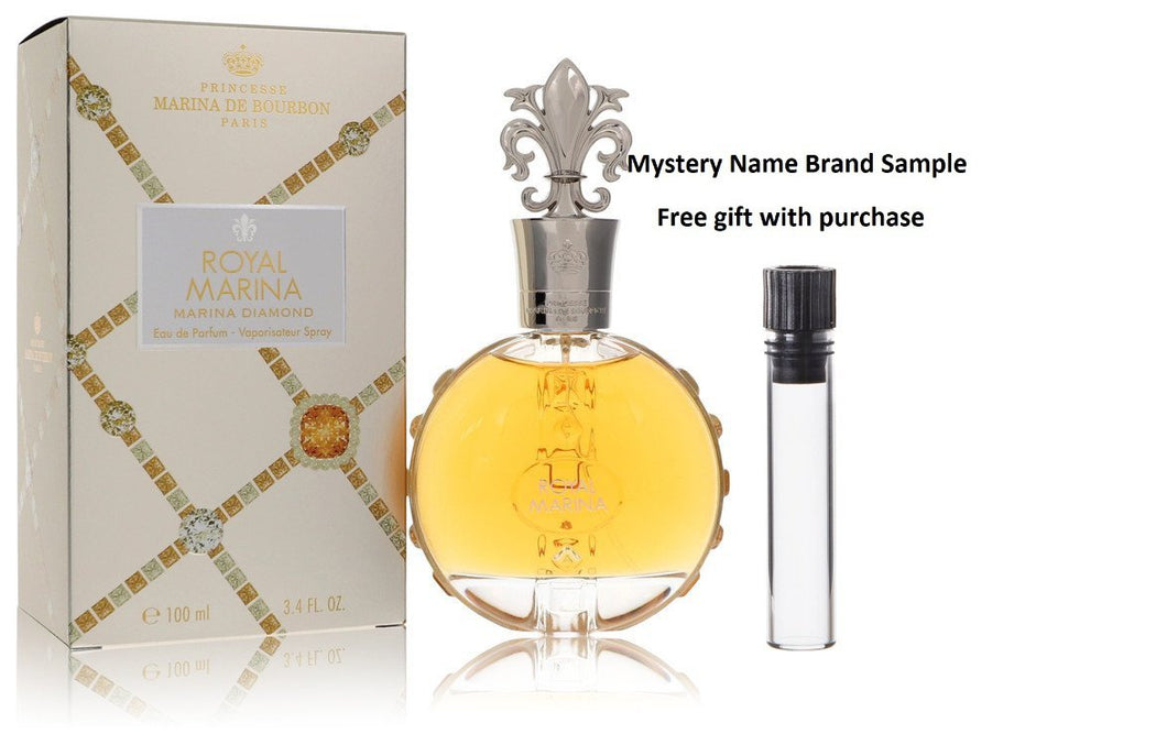 Royal Marina Diamond by Marina De Bourbon Eau De Parfum Spray 3.4 oz And a Mystery Name brand sample vile