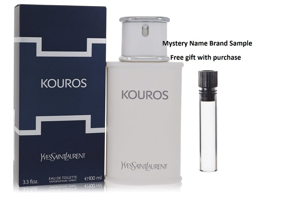 KOUROS by Yves Saint Laurent Eau De Toilette Spray 3.4 oz And a Mystery Name brand sample vile