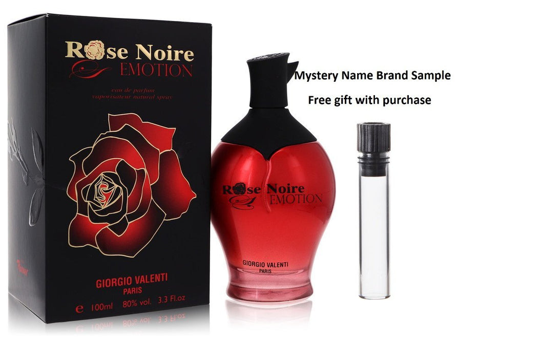 Rose Noire Emotion by Giorgio Valenti Eau De Parfum Spray 3.3 oz And a Mystery Name brand sample vile