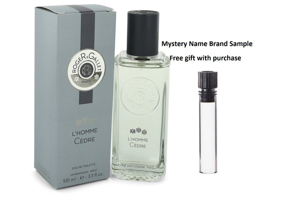 Roger & Gallet L'Homme Cedre by Roger & Gallet Eau De Toilette Spray 3.3 oz And a Mystery Name brand sample vile