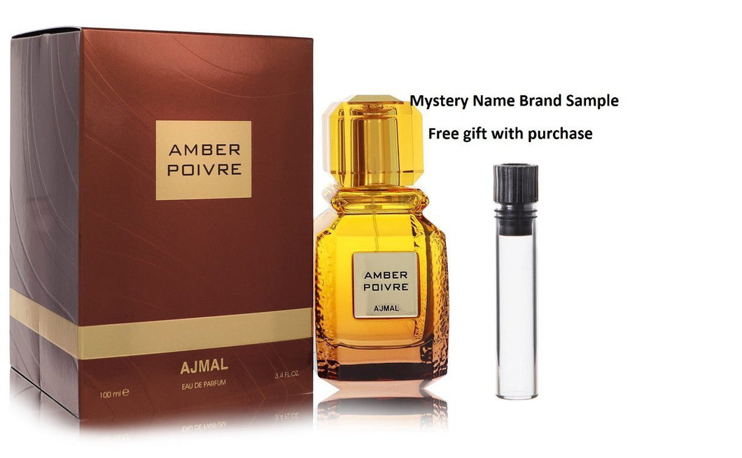 Amber Poivre by Ajmal Eau De Parfum Spray (Unisex) 3.4 oz And a Mystery Name brand sample vile