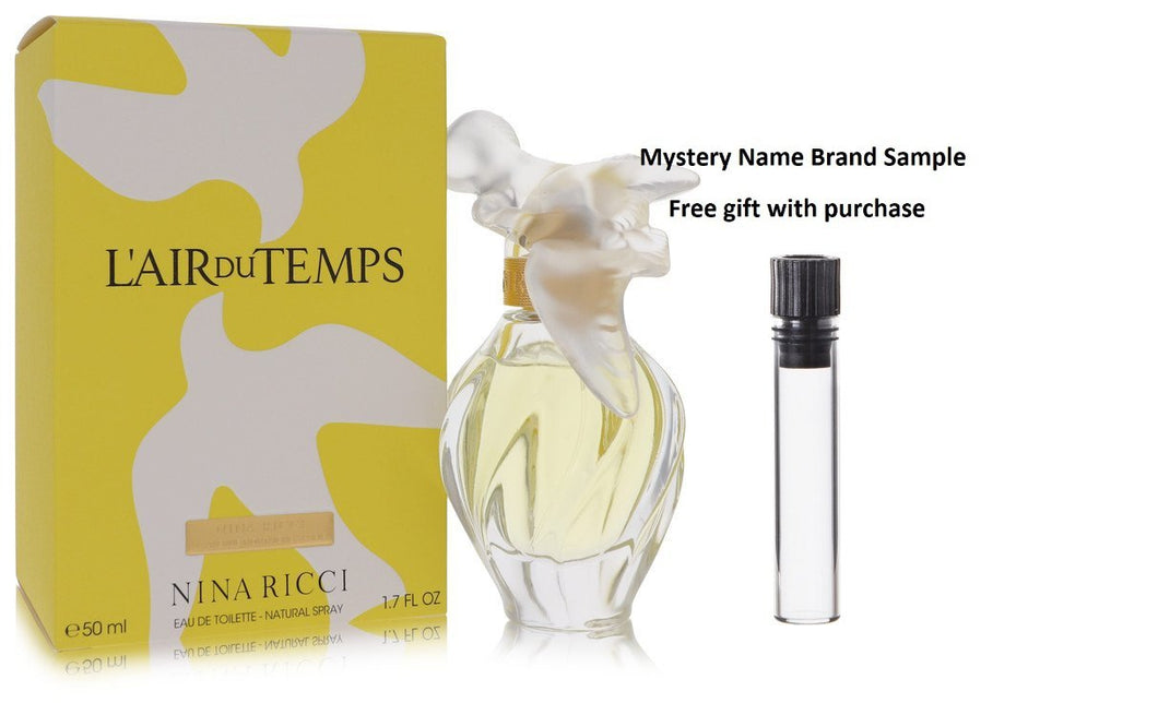 L'AIR DU TEMPS by Nina Ricci Eau De Toilette Spray With Bird Cap 1.7 oz And a Mystery Name brand sample vile