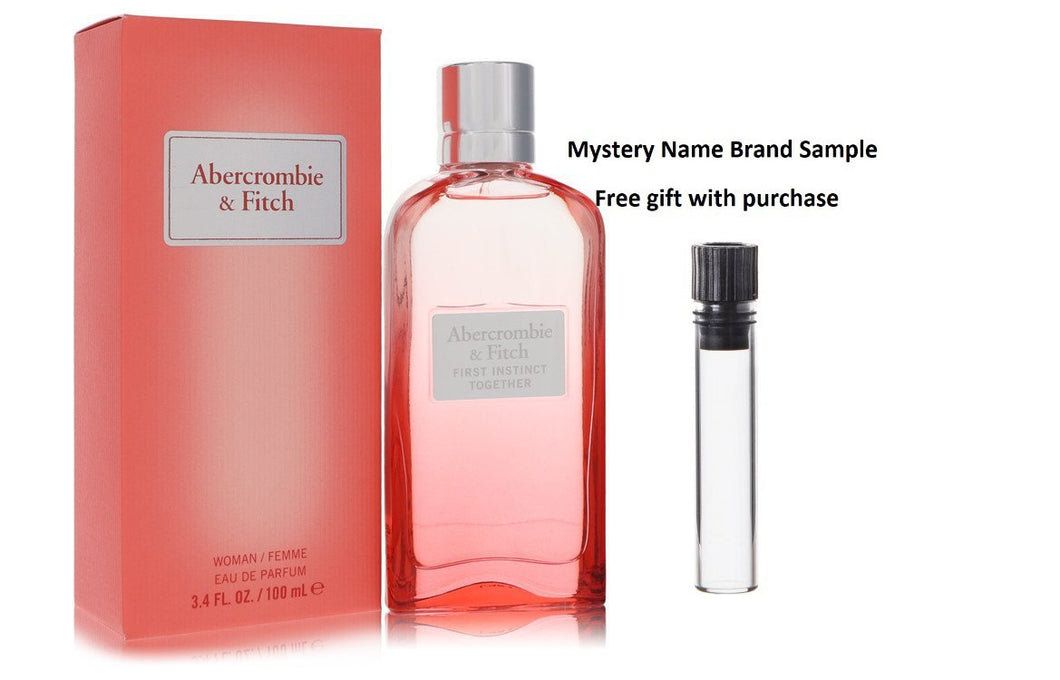 First Instinct Together by Abercrombie & Fitch Eau De Parfum Spray 3.4 oz And a Mystery Name brand sample vile