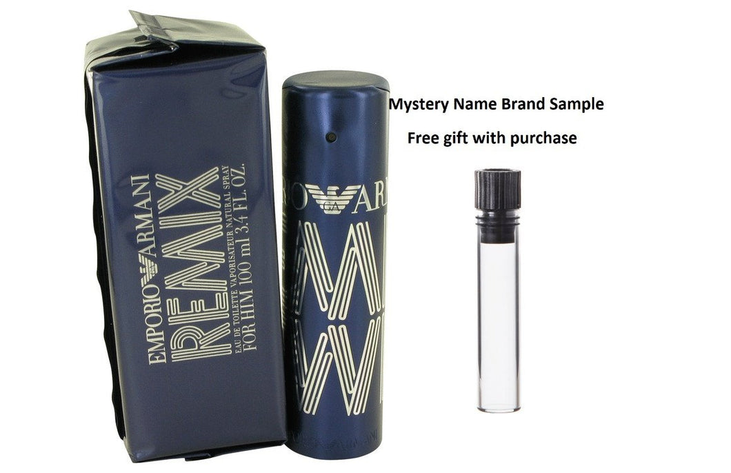 Emporio Remix by Giorgio Armani Eau De Toilette Spray 3.4 oz And a Mystery Name brand sample vile