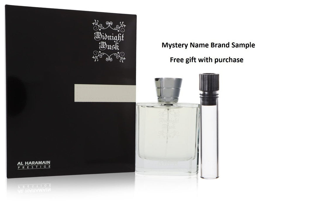 Al Haramain Midnight Musk by Al Haramain Eau De Parfum Spray (Unisex) 3.4 oz And a Mystery Name brand sample vile