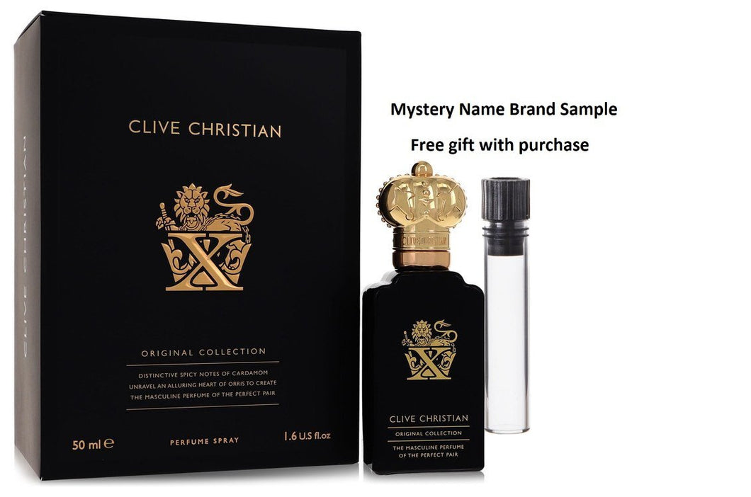 Clive Christian X by Clive Christian Pure Parfum Spray 1.6 oz And a Mystery Name brand sample vile