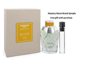 Bentley Wild Vetiver by Bentley Eau De Parfum Spray (Unisex) 3.4 oz And a Mystery Name brand sample vile