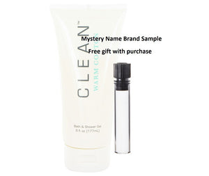 Clean Warm Cotton by Clean Shower Gel 6 oz And a Mystery Name brand sample vile