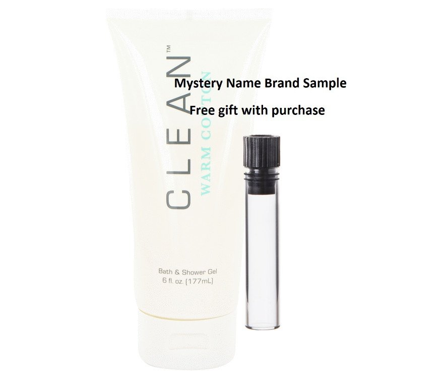 Clean Warm Cotton by Clean Shower Gel 6 oz And a Mystery Name brand sample vile