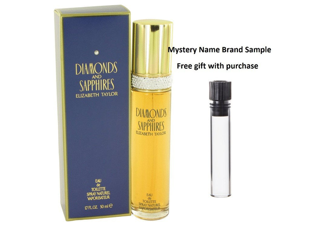 DIAMONDS & Sapphires by Elizabeth Taylor Eau De Toilette Spray 1.7 oz And a Mystery Name brand sample vile
