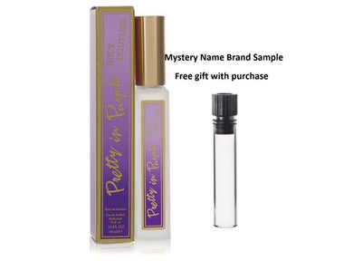 Juicy Couture Pretty In Purple by Juicy Couture Mini EDT Rollerball  .33 oz And a Mystery Name brand sample vile