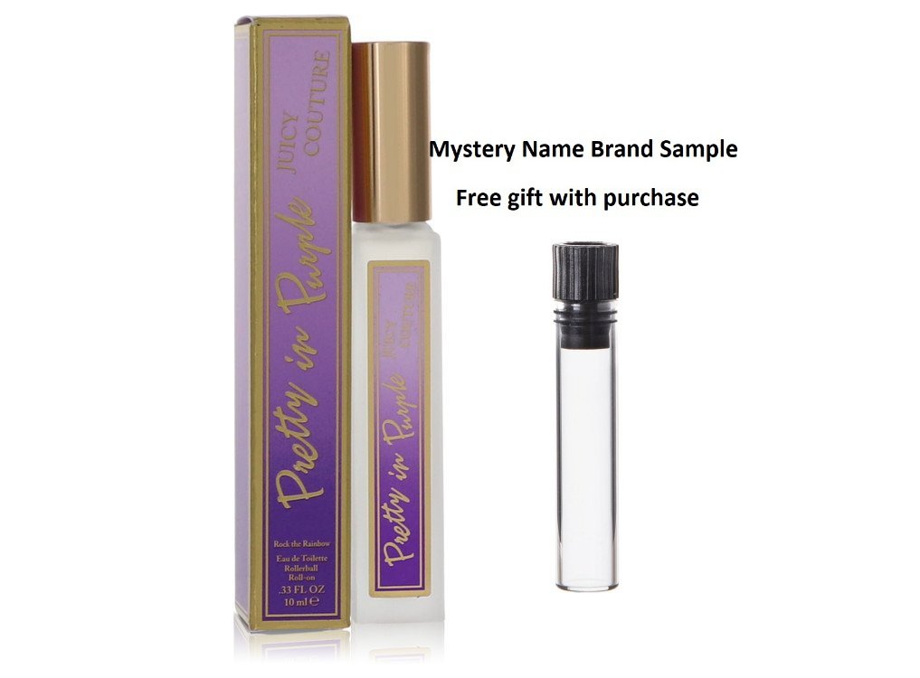 Juicy Couture Pretty In Purple by Juicy Couture Mini EDT Rollerball  .33 oz And a Mystery Name brand sample vile