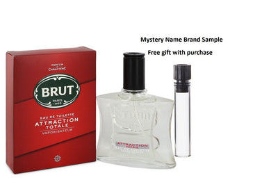 Brut Attraction Totale by Faberge Eau De Toilette Spray 3.4 oz And a Mystery Name brand sample vile