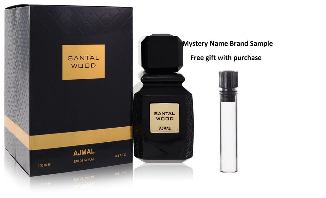 Santal Wood by Ajmal Eau De Parfum Spray (Unisex) 3.4 oz And a Mystery Name brand sample vile