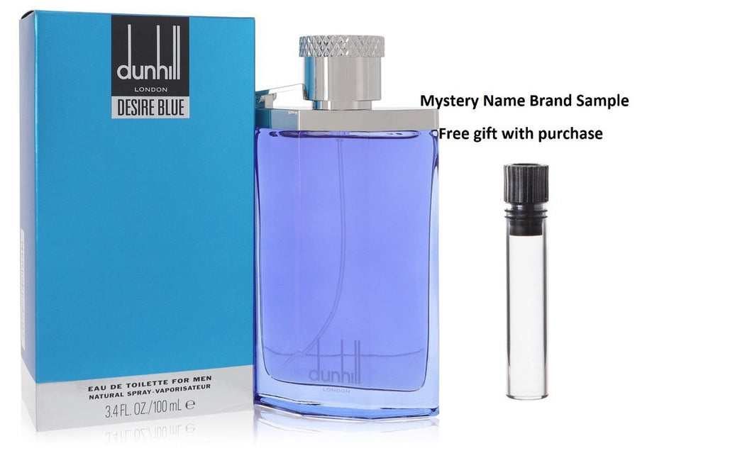 Desire Blue by Alfred Dunhill Eau De Toilette Spray 3.4 oz And a Mystery Name brand sample vile