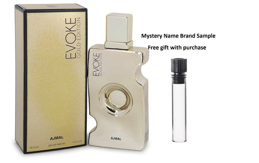 Evoke Gold by Ajmal Eau De Parfum Spray 2.5 oz And a Mystery Name brand sample vile