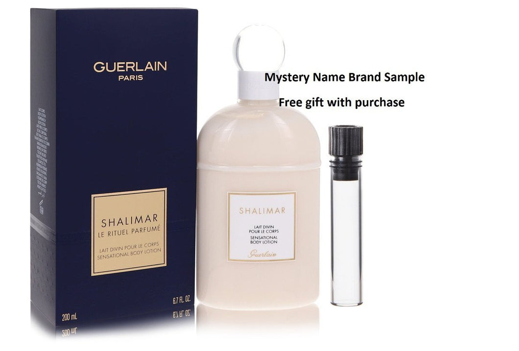 SHALIMAR by Guerlain Body Lotion 6.7 oz And a Mystery Name brand sample vile