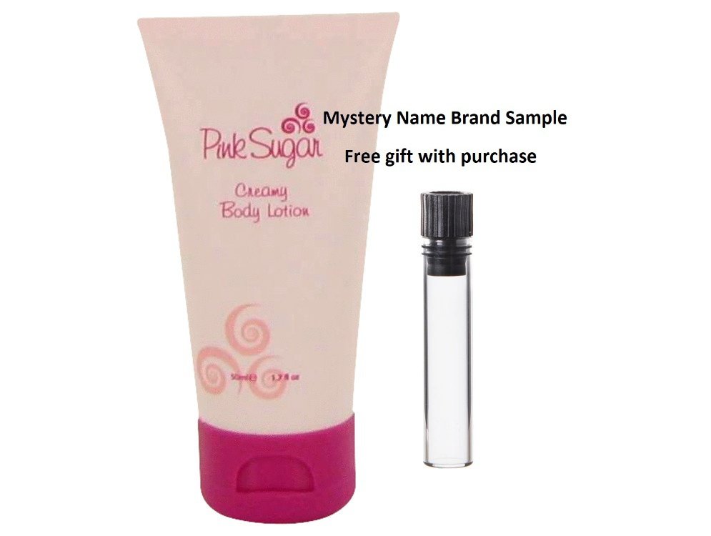 Pink Sugar by Aquolina Travel Body Lotion 1.7 oz And a Mystery Name brand sample vile