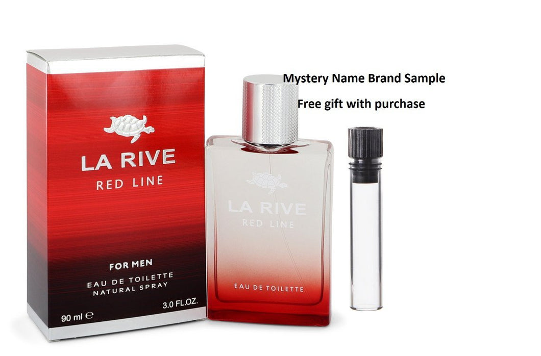 La Rive Red Line by La Rive Eau De Toilette Spray 3 oz And a Mystery Name brand sample vile