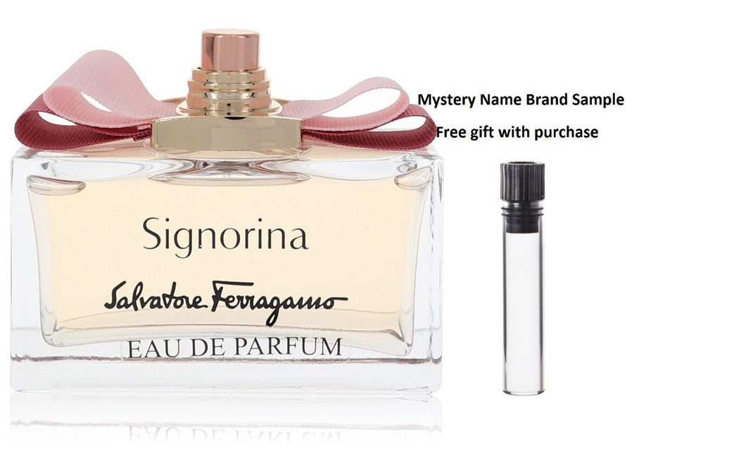 Signorina by Salvatore Ferragamo Eau De Parfum Spray (Tester) 3.4 oz And a Mystery Name brand sample vile