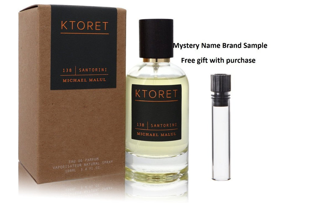 Ktoret 138 Santorini by Michael Malul Eau De Parfum Spray 3.4 oz And a Mystery Name brand sample vile