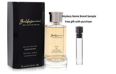 Baldessarini by Hugo Boss Eau De Cologne Concentree Spray 2.5 oz And a Mystery Name brand sample vile