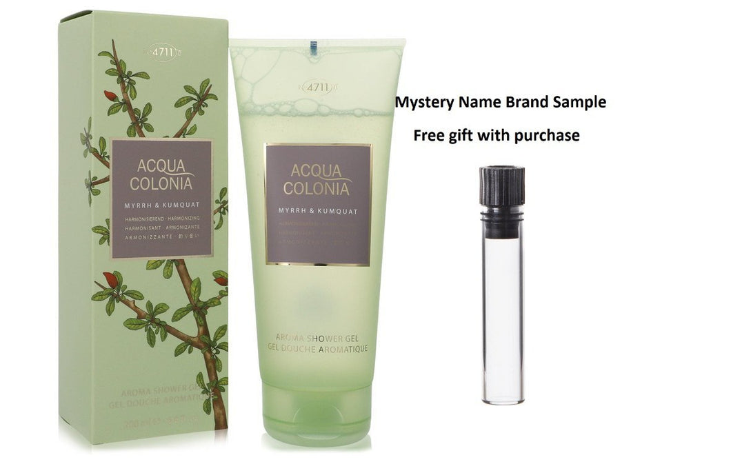 4711 Acqua Colonia Myrrh & Kumquat by 4711 Shower Gel 6.8 oz And a Mystery Name brand sample vile